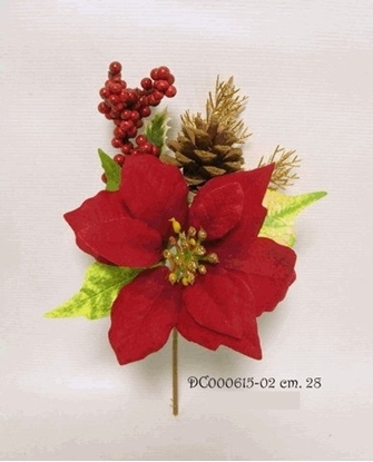 Immagine di POINSETTIA/BERRIES/CONE PICK 28cm