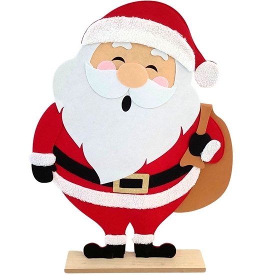 Immagine di BABBO NATALE PANNO SU BASE LEGNO 90X70X10