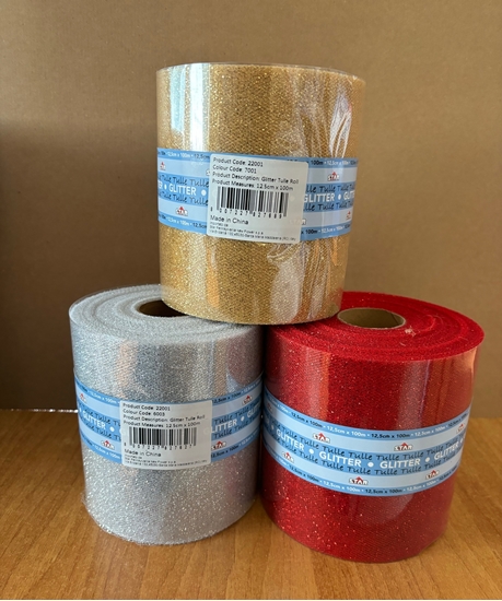 Immagine di GLITTER TULLE  BOBINETTE 12,5 CM X 100 M